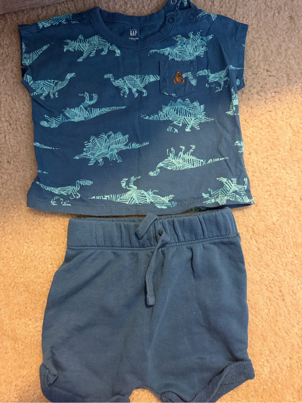 GAP Teal Blue Baby Crewneck Top with Mint Accent